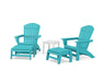 POLYWOOD® 5-Piece Nautical Grand Adirondack Set with Ottomans and Side Table in Black