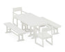 POLYWOOD EDGE 5-Piece Farmhouse Dining Set with Benches in Vintage White
