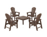 POLYWOOD 5-Piece South Beach Casual Chair Conversation Set with 36" Conversation Table in Mahogany