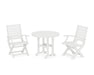 POLYWOOD Signature Folding Chair 3-Piece Round Farmhouse Dining Set in White