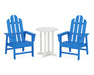 POLYWOOD Long Island 3-Piece Round Dining Set in Pacific Blue