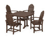 POLYWOOD Classic Adirondack 5-Piece Farmhouse Dining Set With Trestle Legs in Mahogany