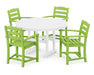 POLYWOOD La Casa Café 5-Piece Round Farmhouse Dining Set in Lime / White