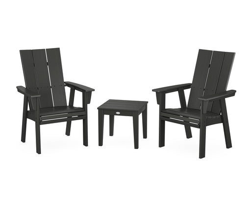 POLYWOOD® Modern 3-Piece Curveback Upright Adirondack Chair Set in Green