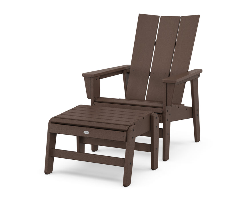 POLYWOOD® Modern Grand Upright Adirondack Chair with Ottoman in Pacific Blue
