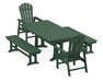 POLYWOOD South Beach 5-Piece Farmhouse Dining Set With Trestle Legs in Green