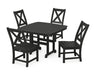 POLYWOOD Braxton Side Chair 5-Piece Dining Set with Trestle Legs in Black