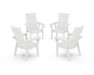 POLYWOOD® Modern 4-Piece Curveback Upright Adirondack Conversation Set in Vintage White