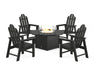 POLYWOOD® Long Island 4-Piece Upright Adirondack Conversation Set with Fire Pit Table in Black