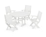 POLYWOOD Signature Folding Chair 5-Piece Round Farmhouse Dining Set in White