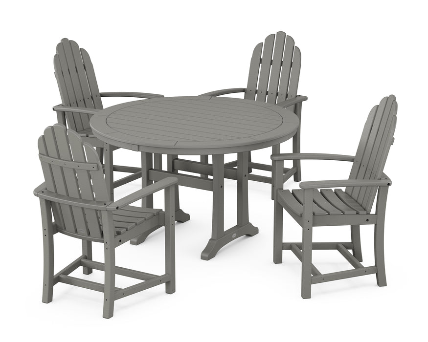 POLYWOOD Classic Adirondack 5-Piece Round Dining Set with Trestle Legs in Slate Grey