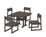 POLYWOOD EDGE Side Chair 5-Piece Dining Set with Trestle Legs in Vintage Coffee