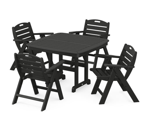 POLYWOOD Nautical Lowback 5-Piece Dining Set with Trestle Legs in Black