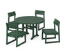 POLYWOOD EDGE Side Chair 5-Piece Round Dining Set With Trestle Legs in Green