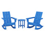 POLYWOOD Modern 3-Piece Adirondack Rocking Chair Set in Pacific Blue