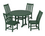 POLYWOOD Vineyard Side Chair 5-Piece Round Dining Set With Trestle Legs in Green
