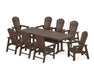 POLYWOOD South Beach 9-Piece Farmhouse Dining Set with Trestle Legs in Mahogany