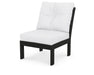 POLYWOOD Vineyard Modular Armless Chair in Black with Natural fabric