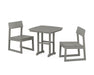 POLYWOOD EDGE Side Chair 3-Piece Dining Set in Slate Grey