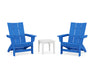 POLYWOOD® 3-Piece Modern Grand Adirondack Set in Pacific Blue / White