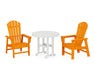 POLYWOOD South Beach 3-Piece Round Farmhouse Dining Set in Tangerine