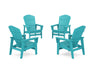 POLYWOOD® 4-Piece Nautical Grand Upright Adirondack Chair Conversation Set in Black