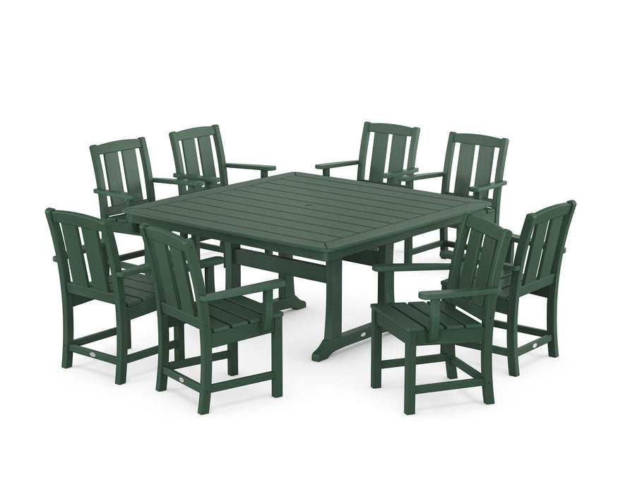POLYWOOD® Mission 9-Piece Square Dining Set with Trestle Legs in Mahogany