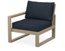 POLYWOOD® EDGE Modular Left Arm Chair in Vintage Sahara with Marine Indigo fabric