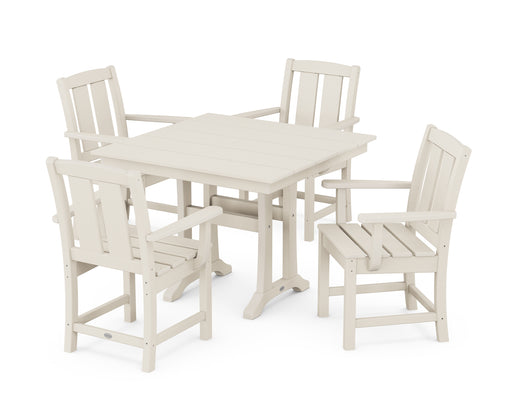 POLYWOOD® Mission 5-Piece Farmhouse Dining Set with Trestle Legs in Black