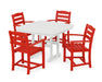 POLYWOOD La Casa Café 5-Piece Dining Set with Trestle Legs in Sunset Red