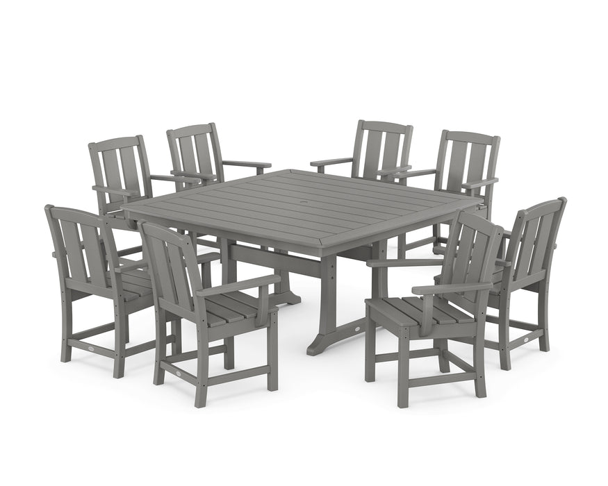POLYWOOD® Mission 9-Piece Square Dining Set with Trestle Legs in Teak