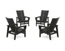 POLYWOOD® 4-Piece Modern Grand Upright Adirondack Chair Conversation Set in Green
