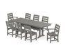 POLYWOOD Lakeside 9-Piece Farmhouse Dining Set with Trestle Legs in Slate Grey