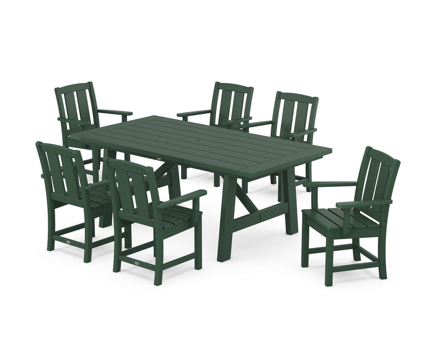 POLYWOOD® Mission Arm Chair 7-Piece Rustic Farmhouse Dining Set in Mahogany