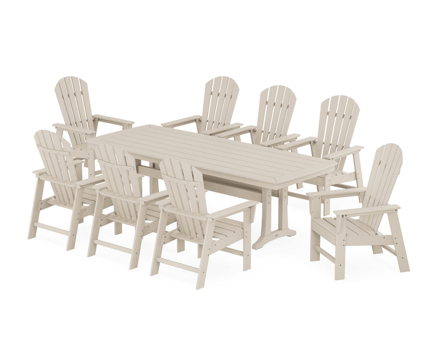 POLYWOOD South Beach 9-Piece Dining Set with Trestle Legs in Sand