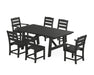 POLYWOOD Lakeside 7-Piece Rustic Farmhouse Dining Set With Trestle Legs in Black