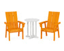 POLYWOOD Modern Adirondack 3-Piece Round Dining Set in Tangerine