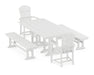 POLYWOOD® Palm Coast 5-Piece Farmhouse Dining Set with Benches in White