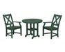 POLYWOOD Braxton 3-Piece Round Dining Set in Green