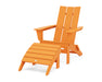 POLYWOOD Modern Folding Adirondack Chair 2-Piece Set with Ottoman in Tangerine