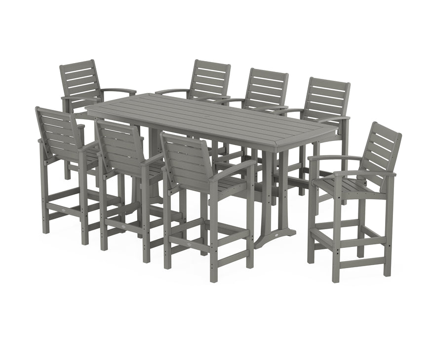 POLYWOOD® Signature 9-Piece Bar Set with Trestle Legs in Slate Grey