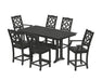 Martha Stewart by POLYWOOD Chinoiserie 7-Piece Farmhouse Counter Set with Trestle Legs in Black