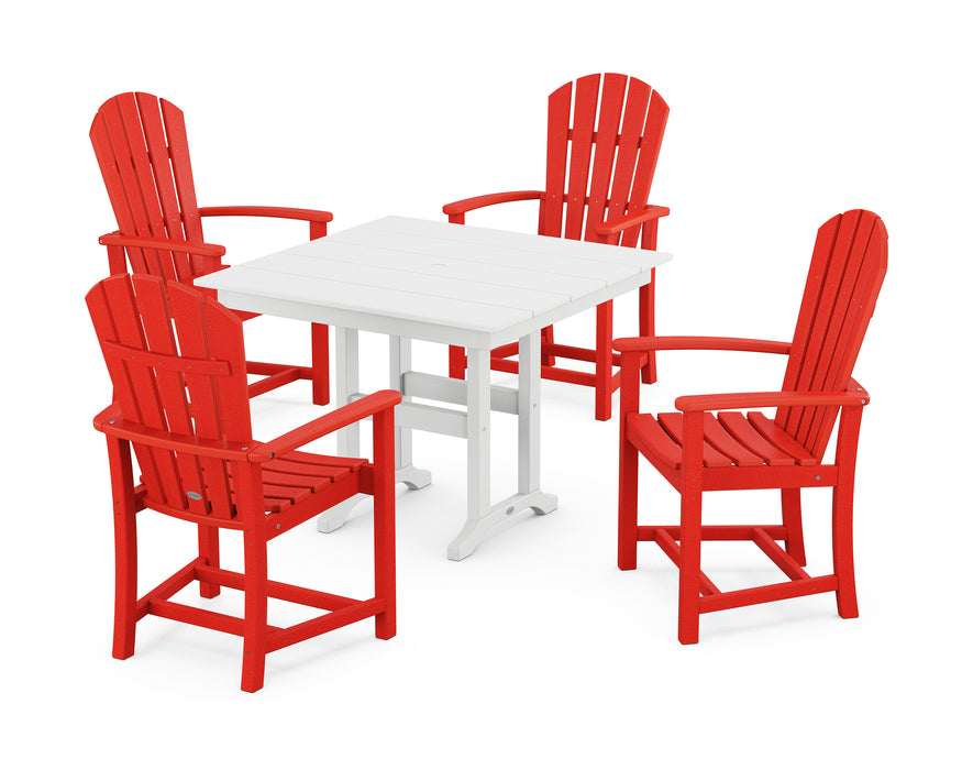 POLYWOOD Palm Coast 5-Piece Farmhouse Dining Set in Sunset Red