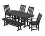 POLYWOOD Vineyard 6-Piece Dining Set with Bench in Black