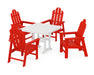 POLYWOOD Long Island 5-Piece Farmhouse Dining Set in Sunset Red