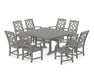 Martha Stewart by POLYWOOD Chinoiserie 9-Piece Square Farmhouse Dining Set with Trestle Legs in Slate Grey