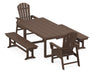 POLYWOOD South Beach 5-Piece Dining Set with Benches in Mahogany