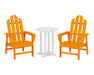 POLYWOOD Long Island 3-Piece Round Dining Set in Tangerine