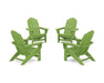 POLYWOOD® 4-Piece Vineyard Grand Adirondack Chair Conversation Set in Lime