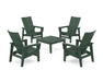 POLYWOOD® 5-Piece Modern Grand Upright Adirondack Chair Conversation Group in Lemon / White